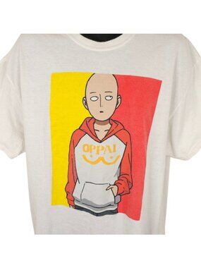 One Punch Man T Shirt Mens Size XL White Oppai Japanese Manga Series